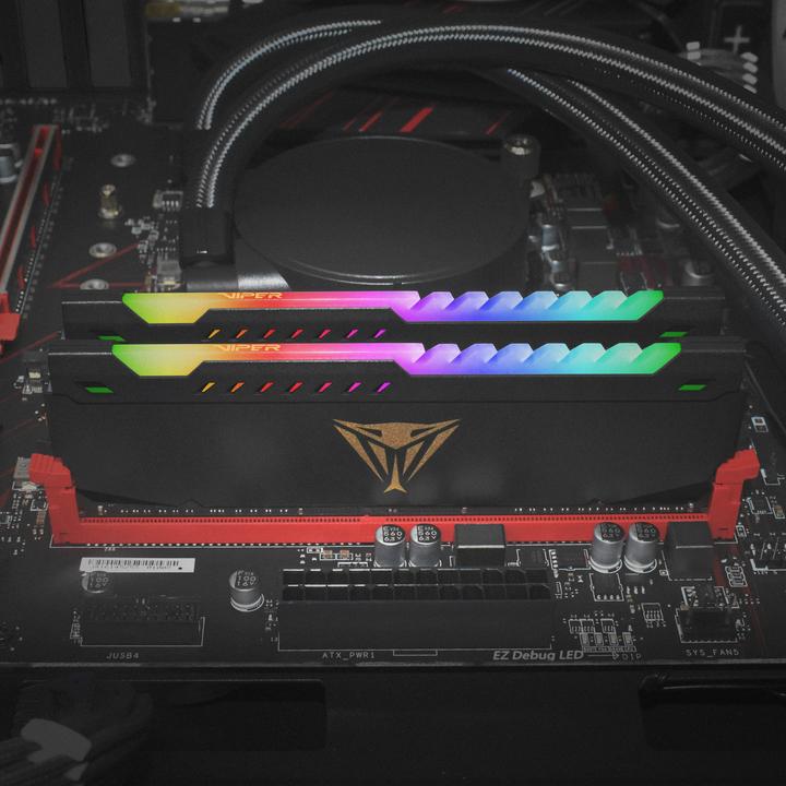 Actual product image Patriot DDR4 PC3600 16GB (2x8) Viper Steel RGB (2 x 8GB, 3600 MHz, DDR4-RAM, DIMM)