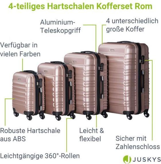 Image du produit Juskys Set de valises rigides Rome (120 l, Bagage à main (jusqu'à 50l), M (50 - 90l), L (90 - 115l), XL (à partir de 115l))