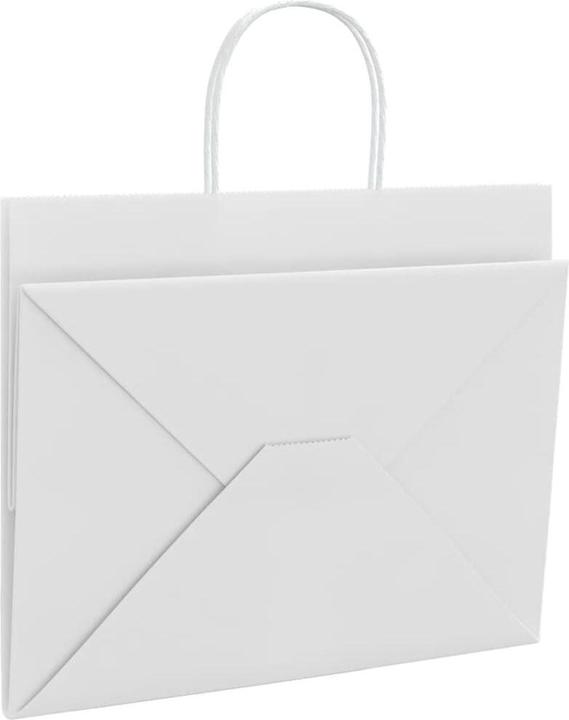 Produktbild VidaXL Kraftpapiertüten 250 Stk. mit Henkel Weiss 32x22x24 cm Papiertüte (Geschenktüte, 250 x)