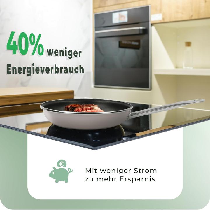 Produktbild Novaliv Energiesparpfanne 24 cm Einsparung bis zu 40% - Emaillierter Stahl, Antihaft Beschichtung in (24 cm, Bratpfanne, Emaille)