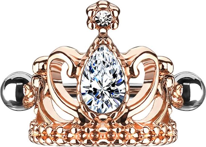 Star Piercing Micro Barbell rosegold Tiara mit Kristall silber (Chirurgenstahl 316L, Messing)