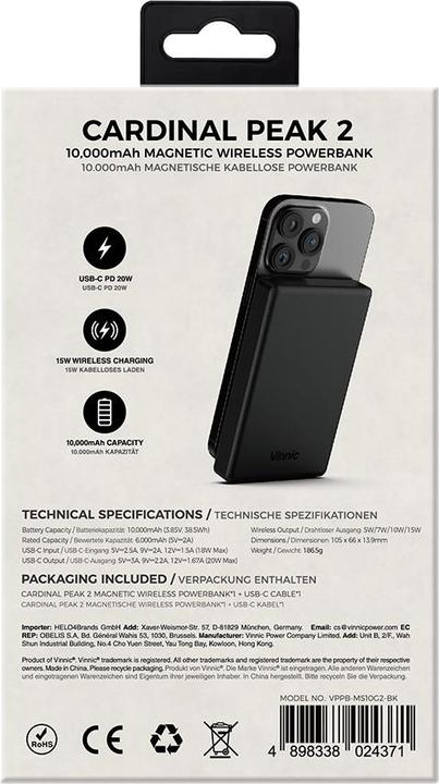 Produktbild Vinnic Cardinal Peak 2 (10000 mAh, 15 W, 15 Wh)