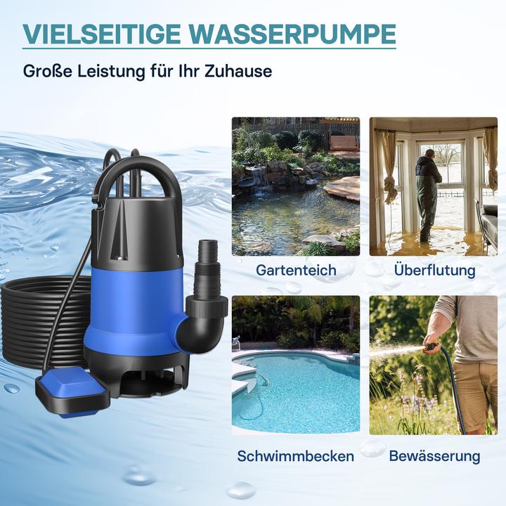 Actual product image Wiltec Submersible Pump for Clean Dirty Flood Water 400 watts 7500l/h sewage pump (Sewage pump)