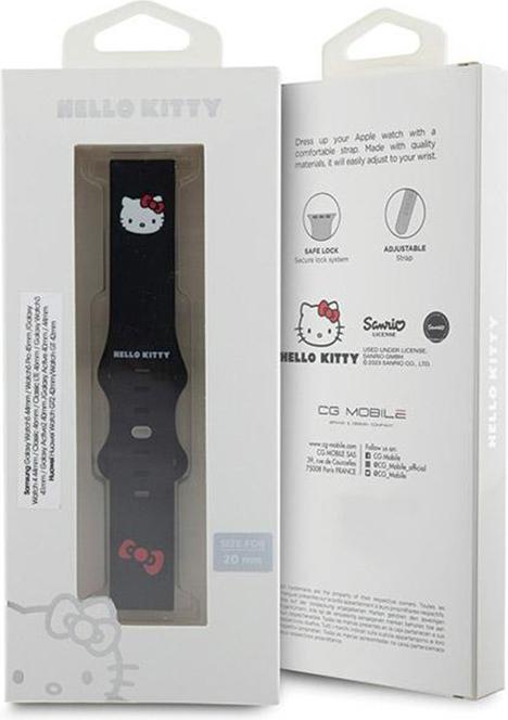 Produktbild Hello Kitty Pasek Uniwersalny HKUWMSCHBLK Silicone Kitty Head czarny/black 20mm (20 mm, Silikon, Edelstahl, Kunststoff)