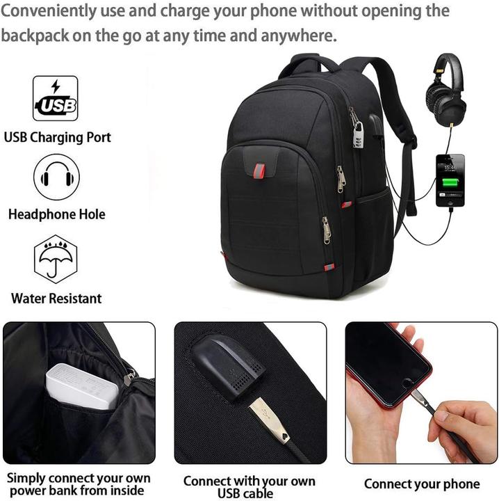 Produktbild Della Gao Laptop-Rucksack mit USB-Anschluss (für 17 Zoll) (32 l)