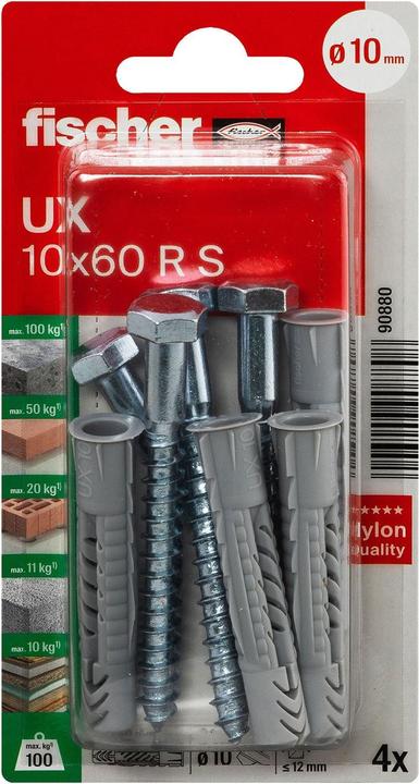 Actual product image Fischer 90880 Unidowel UX 10X60 R S NV (4 pcs.)