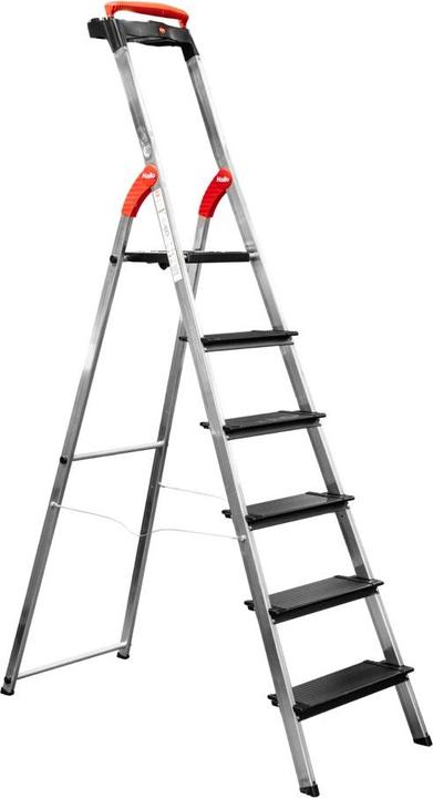 Produktbild Hailo L100 TopLine, Alu-Sicherheits-Stehleiter, 6 Stufen (Stehleiter, 17 cm)