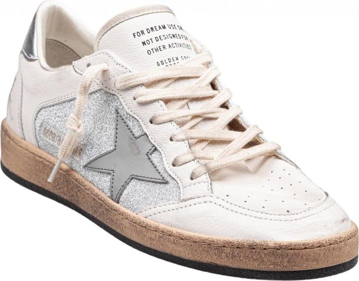 Actual product image Golden Goose ballstar in nappa and glitter natural and silver color (39)