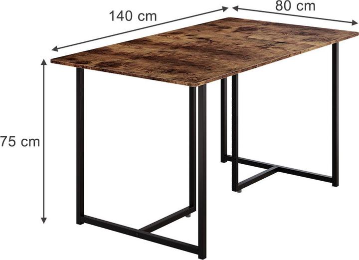 Produktbild Vichy Esstisch Merido, Eiche rustikal/Schwarz, 140 x 80 cm (140 x 75 x 80 cm)