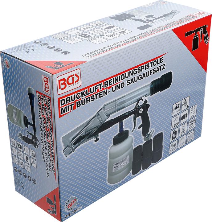 Immagine prodotto BGS Pistola pneumatica per pulizia con attacco per spazzole e aspiratore 7 pz.