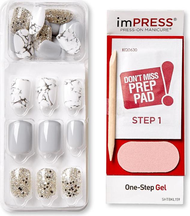 Immagine prodotto KISS Unghie artificiali Set Knock Out 30 pezzi (Unghie artificiali, Bianco, Grigio)