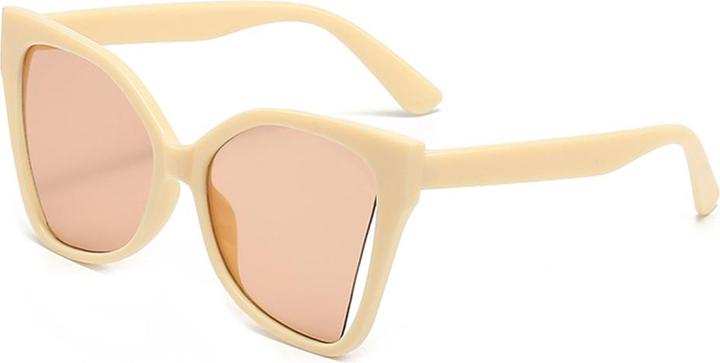 Techsuit - Sunglasses (5335) - for Women with PC Frame and Lens, Butterfly Shape - Beige / Champagne