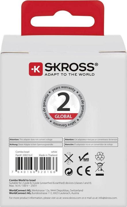 Actual product image Skross World to Israel