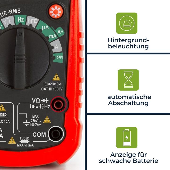 Actual product image Velleman Robust true RMS digital multimeter with automatic measuring range - CAT III - 1000 V - 8 Fu (CAT III)