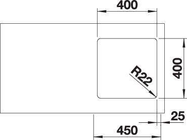 Produktbild Blanco Andano 400-U (Unterbauspüle, 44 cm, 44 cm)