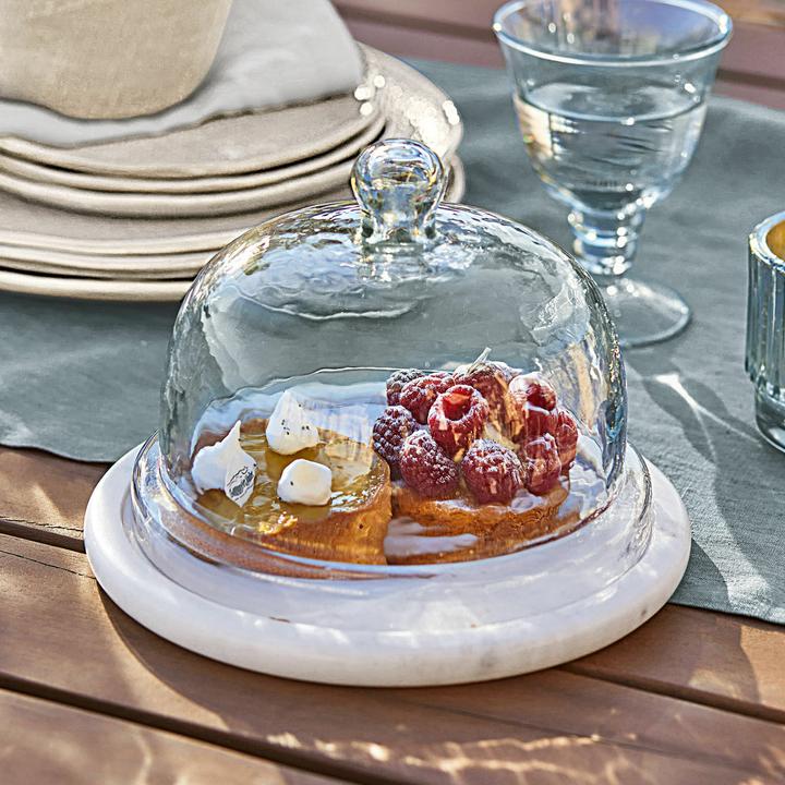 Produktbild Loberon Glasglocke mit Platte Barnsdale klar/weiss