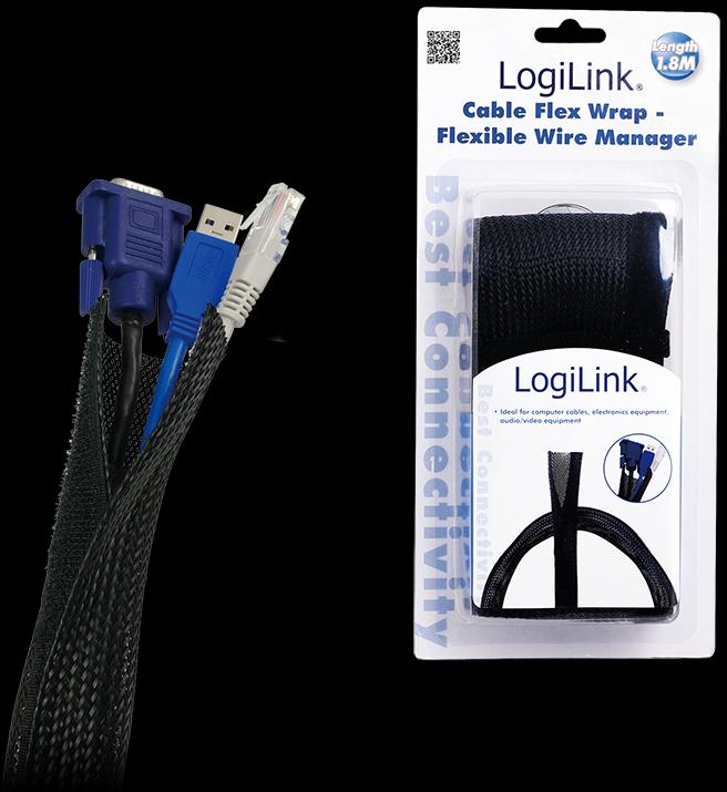 Actual product image LogiLink Cable bundle fabric conduit, black (Cable conduit, 180 cm)