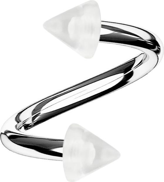 Produktbild Star Piercing Micro Spirale silber mit zwei Cones transparent (ohne Messing, Acryl, Chirurgenstahl 316L)