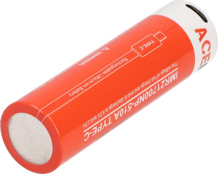 Actual product image AceBeam 21700 Li-ion Akku mit starken 5100mAh USB-C max. Entladestrom 20A, 77,8 x 21,37mm (1 pcs., 21700, 5100 mAh)