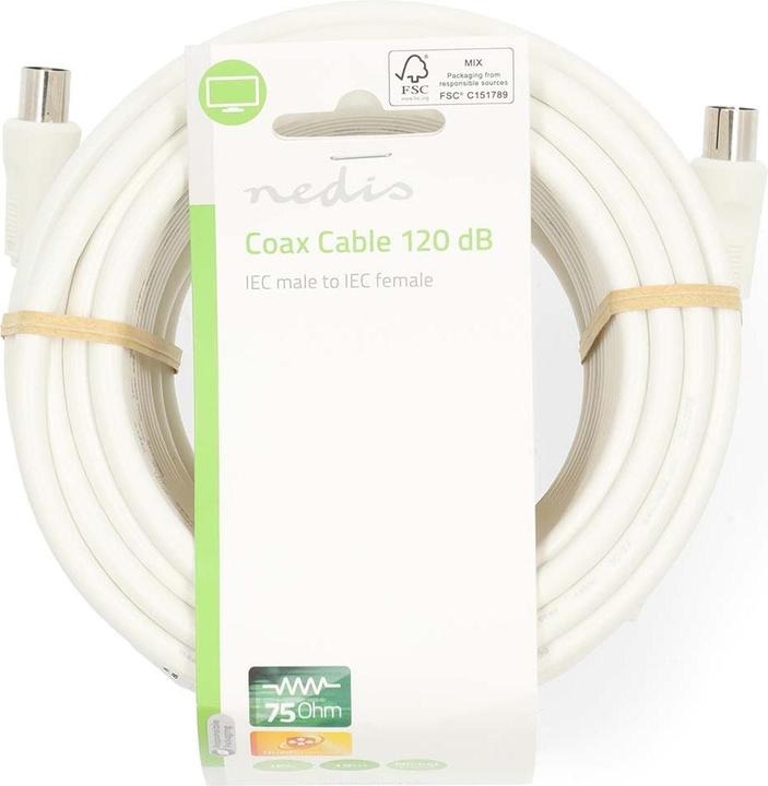 Produktbild Nedis Koaxial Kabel | IEC (Coax) Stecker | IEC (Coax) Buchse | Vernickelt | 120 dB | 75 Ohm | 4-fach (120 dB, Antennenkabel)