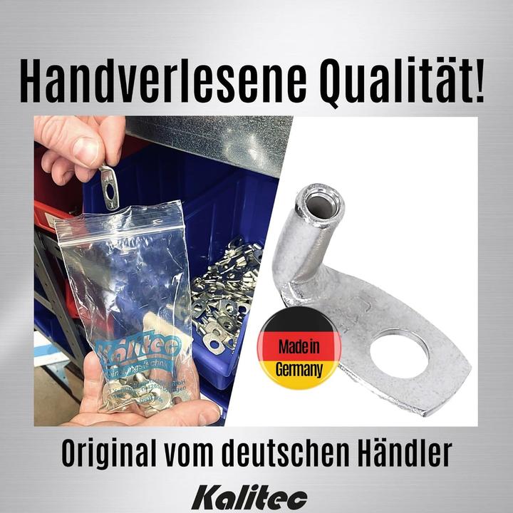 Produktbild Kalitec 10 Stück KA03-L4 Handelsübliche Rohrkabelschuhe gewinkelt 1,0mm²-1,5mm² M4 I ohne Sichtloch