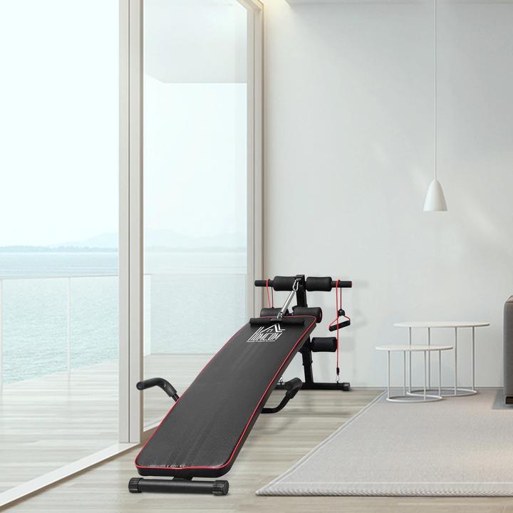 Image du produit Homcom Banc de Sit Up abdominal, réglable, 137,5x55,5x50-68cm capacité de charge 120 kg