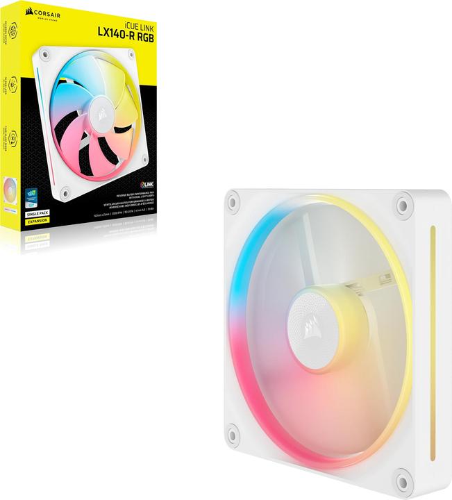 Actual product image Corsair LX-R RGB Series, iCUE LINK LX140-R RGB White, 140mm RGB Fan, Single Fan (140 mm, 1 x)