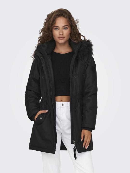 Produktbild Only Kapuze mit abnehmbarem Kunstfell-Rand Gerippte Ärmelbündchen Parka Langer Parka (M)