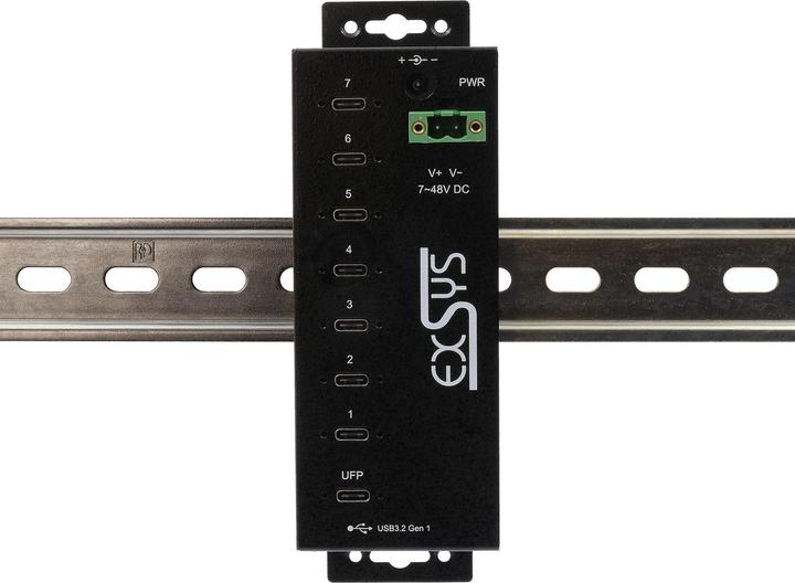 Actual product image Exsys Managed USB 3.2 Gen 1 Hub 7-Port (USB-C, 7 Ports)