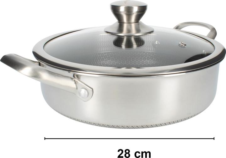 Produktbild Cheffinger Premium Sauter Pfanne mit Deckel 28cm (28 cm, Bratpfanne, Edelstahl)