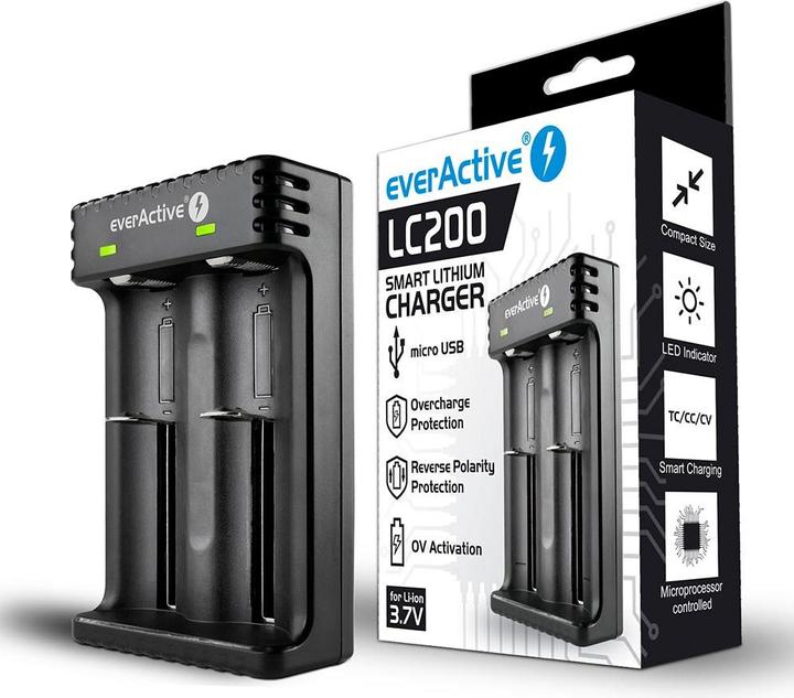 Immagine prodotto Everactive Batterieladegerät für Li-Ionen-Akkus LC-200 (1 pz., C, AAA, AA, AAAA, 2200 mAh, Caricabatterie senza batteria)
