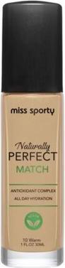 Image du produit Miss Sporty Fond de teint Naturally Perfect Match 10 Warm 30Ml (10 Chaud)