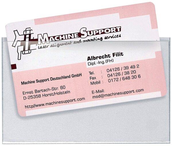 Actual product image Veloflex Visitenkartentasche, 90 x 57 mm, selbstklebend, 12 Stück, glasklar (90 x 57 mm)