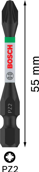 Actual product image Bosch Professional Zubehör PRO Pozidriv Impact Bit, PZ2, 55 mm, 2 pcs. (PZ2)