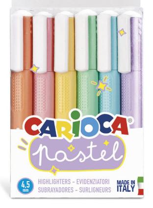Image du produit Carioca Surligneur Pastel 6 couleurs (Orange, Violet, Bleu, Vert, Pink, Jaune, Pastel, 5 mm, 6 x)