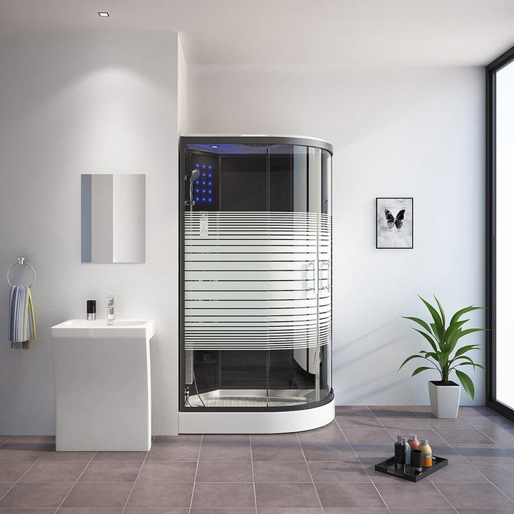Immagine prodotto Home Deluxe Doccia a vapore con cascata MANTA BLACK XL sauna a vapore, 120x80x220cm - destra