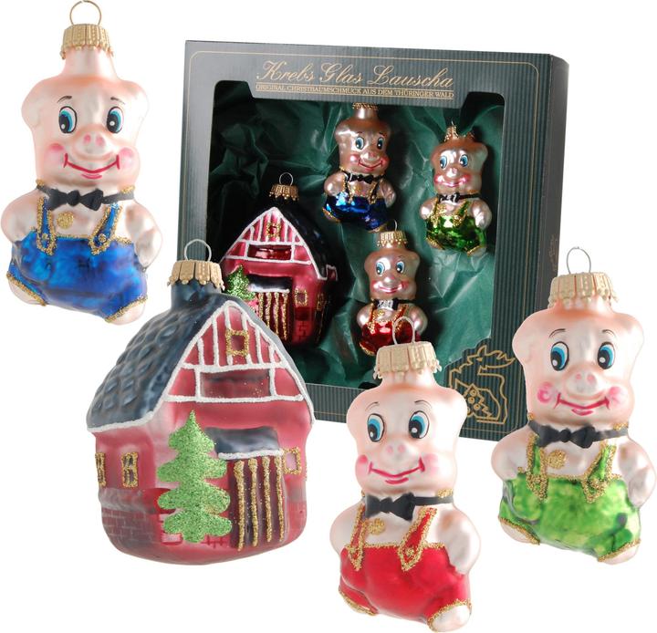 Actual product image Krebs Glas Lauscha 3 kleine Schweinchen Glasanhänger (1 -part)