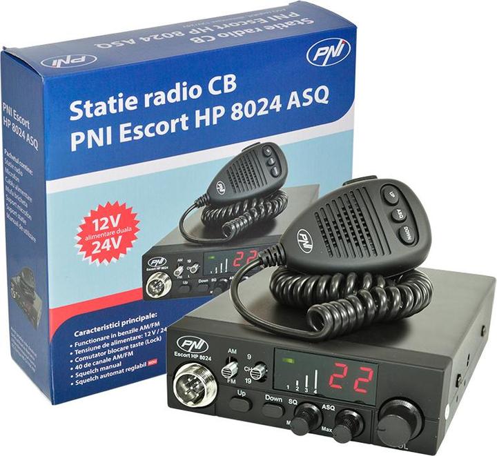 PNI Escort HP 8024 Radio CB avec ASQ réglable et alimentation 12V-24V
