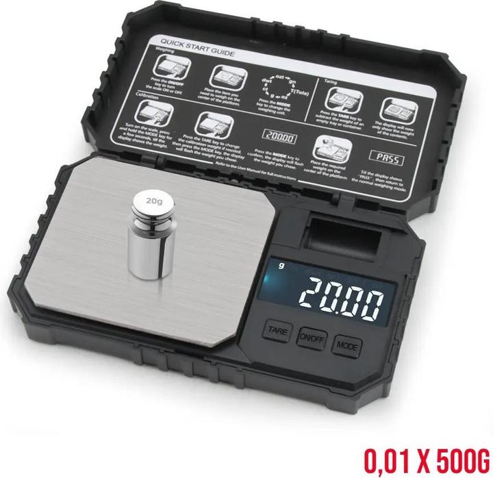 Swissdetector Präzisions-Taschenwaage 500g x 0,01g Schmuck-Gramm-Waage