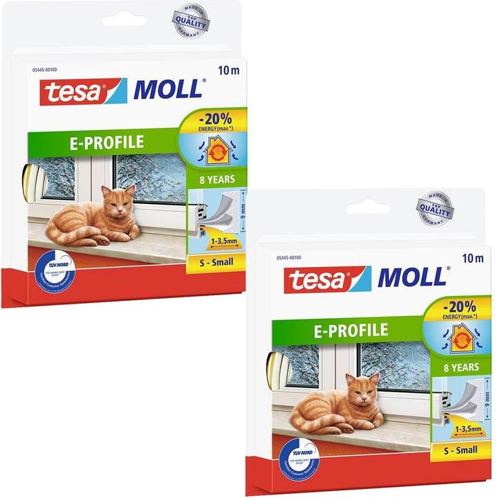 Produktbild tesa 2x tesamoll CLASSIC E-Profil Fensterdichtung, Gummidichtung zum Isolieren, Zweierpack
