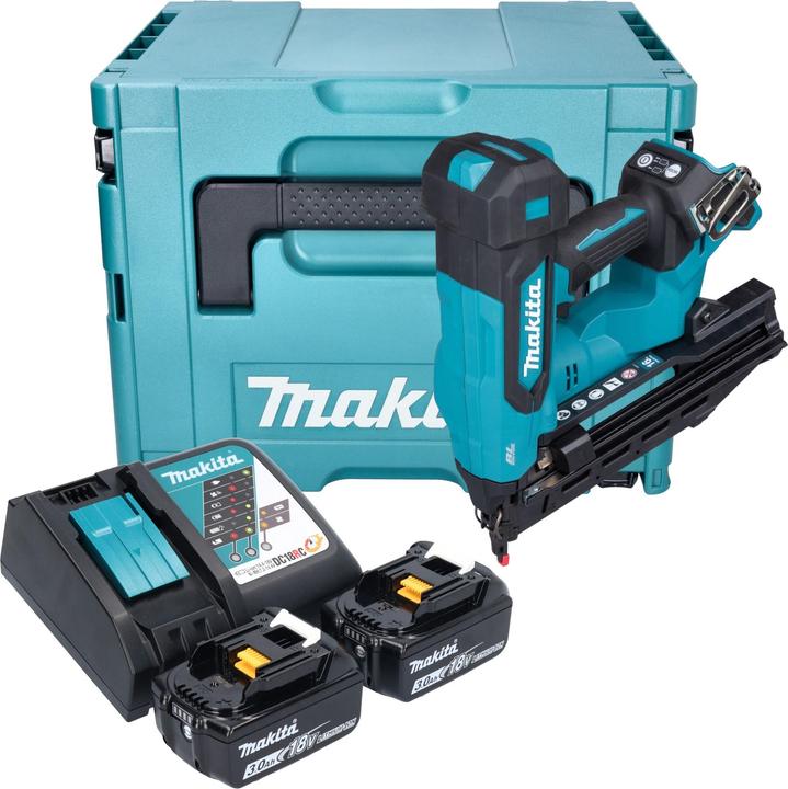 Actual product image Makita DBN 610 RFJ cordless nail gun 18 V 32 - 64 mm brushless + 2x 3.0 Ah battery + charger +