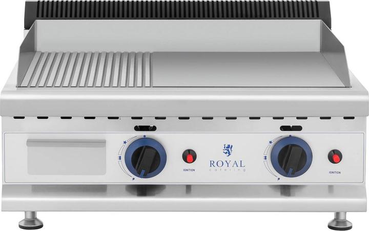 Produktbild Royal Catering Gasgrill 2 x 3100 W Profi Gasbräter glatt geriffelt 60 x 40 cm Propan Butan (6.20 kW)