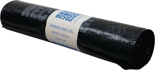 Produktbild Polynova Nissan Abfallsäcke polyblau, 125 l, recycelter Kunststoff, 40 my, schwarz, Rolle mit 25 Stück.