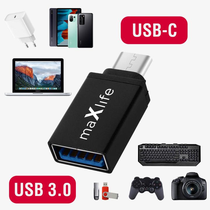 Produktbild Maxlife USB A to USB C Adapter (USB, USB Typ C)