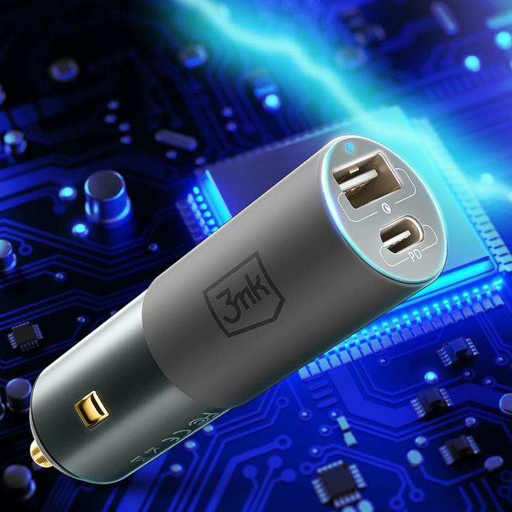 Image du produit 3MK Chargeur de voiture Hyper 100W / DC12-24 / USB-C+USB-A