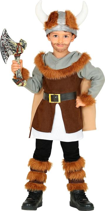Produktbild Widmann Wikinger Kostüm Jungen Tunika mit Gürtel und Umhang, Beinstulpen, Helm (104)