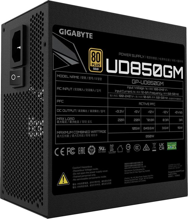 Immagine prodotto Gigabyte UD850GM Alimentatore 850 W 20+4 pin ATX ATX Nero (850 W)