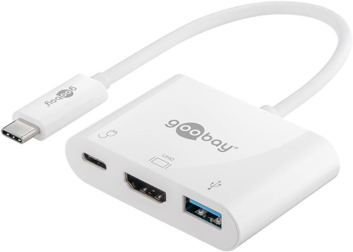Actual product image Goobay USB-C™ Multiport Adapter HDMI, White, 0.15 m (USB-C, 3 Ports)