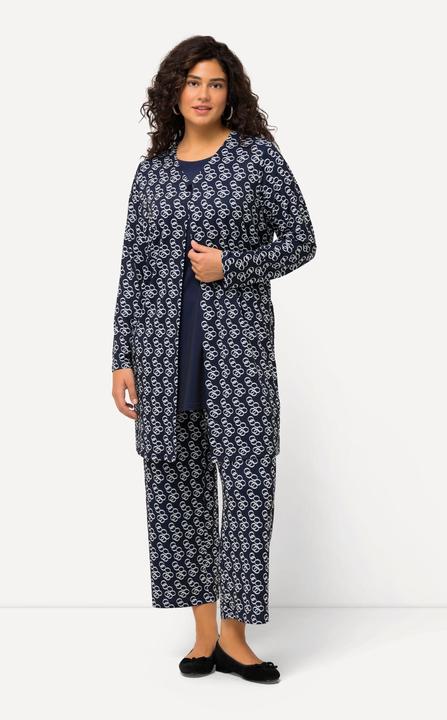 Produktbild Ulla Popken Jerseyjacke, Ringmuster, A-Linie, V-Ausschnitt (60)