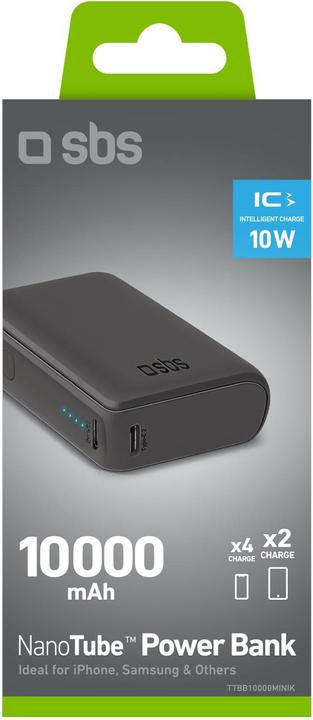 Produktbild SBS Powerbank 10.000mAh 2x USB-C/1x USB 10W schwarz (10000 mAh, 10 W, 37 Wh)